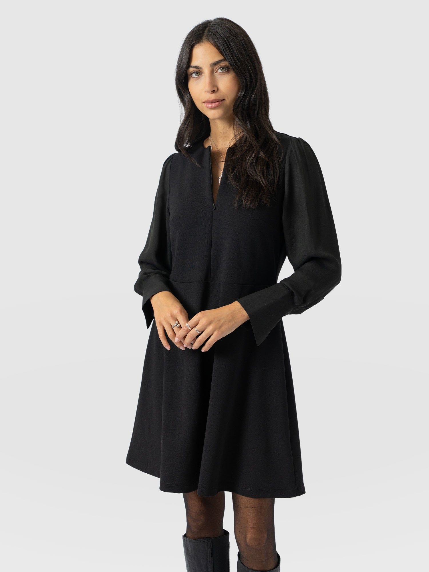 Ella Fit & Flare Dress - Black