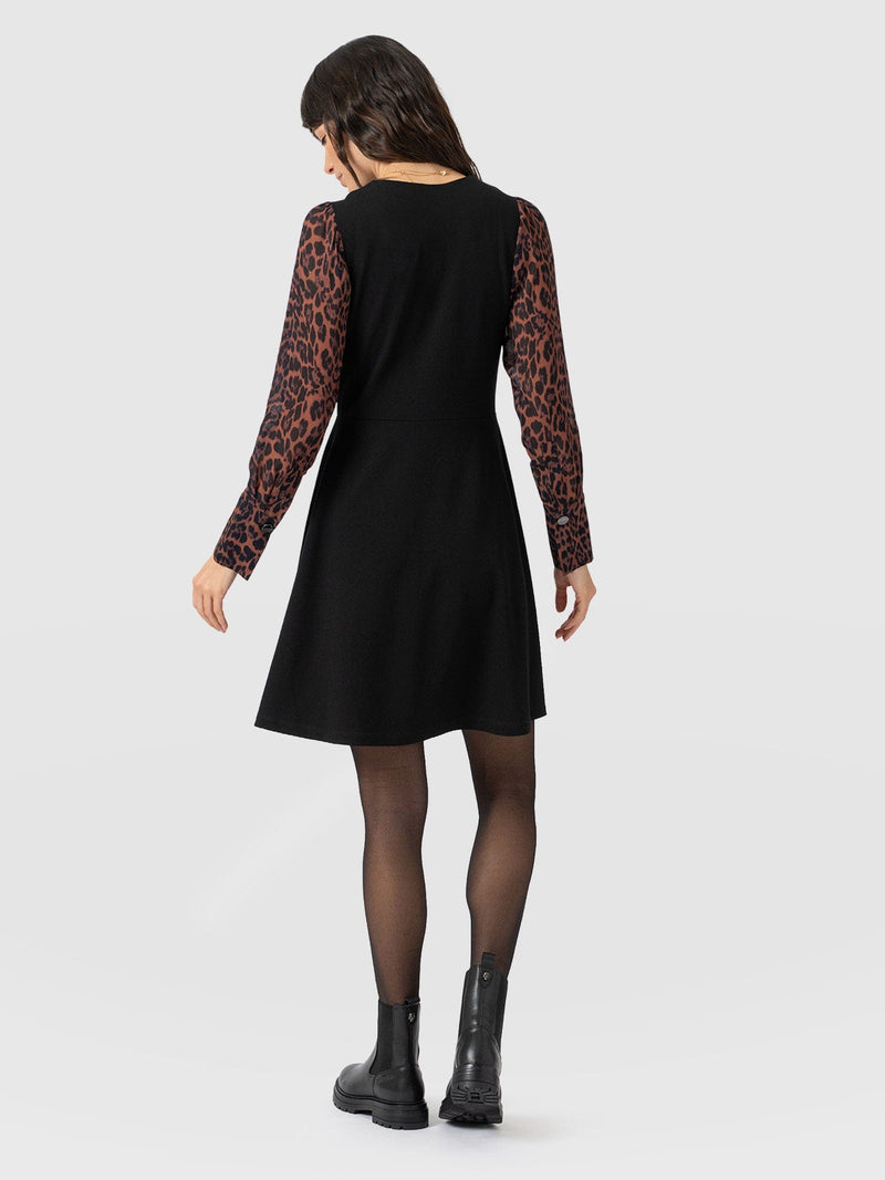 Ella Fit & Flare Dress - Brown Leopard - Women's Dresses | Saint + Sofia® UK