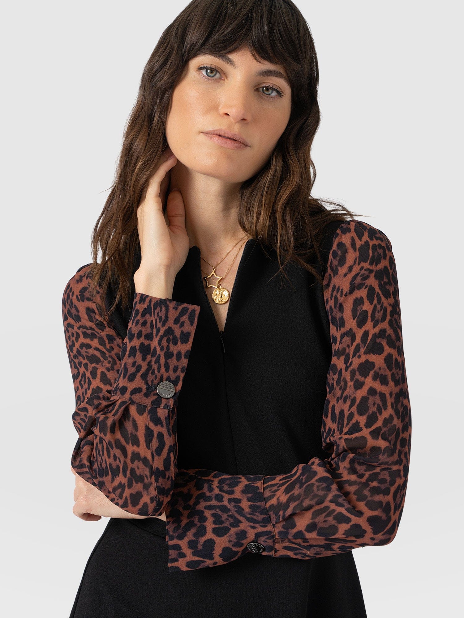 Ella Fit & Flare Dress - Brown Leopard - Women's Dresses | Saint + Sofia® UK