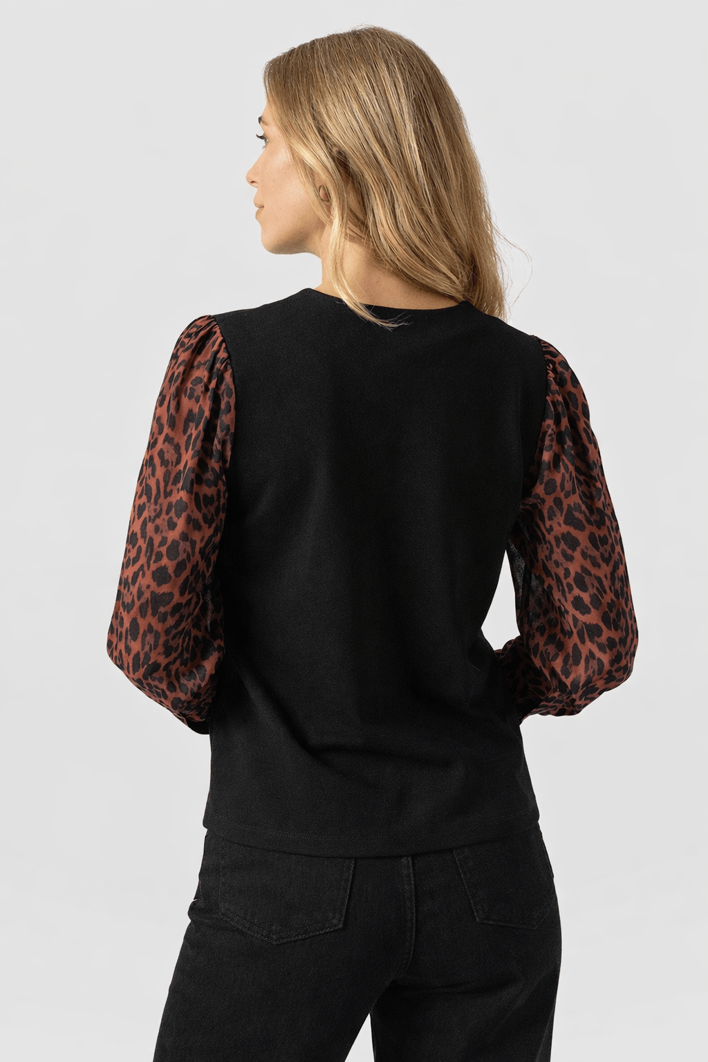 Ella Zip Up Top - Brown Leopard