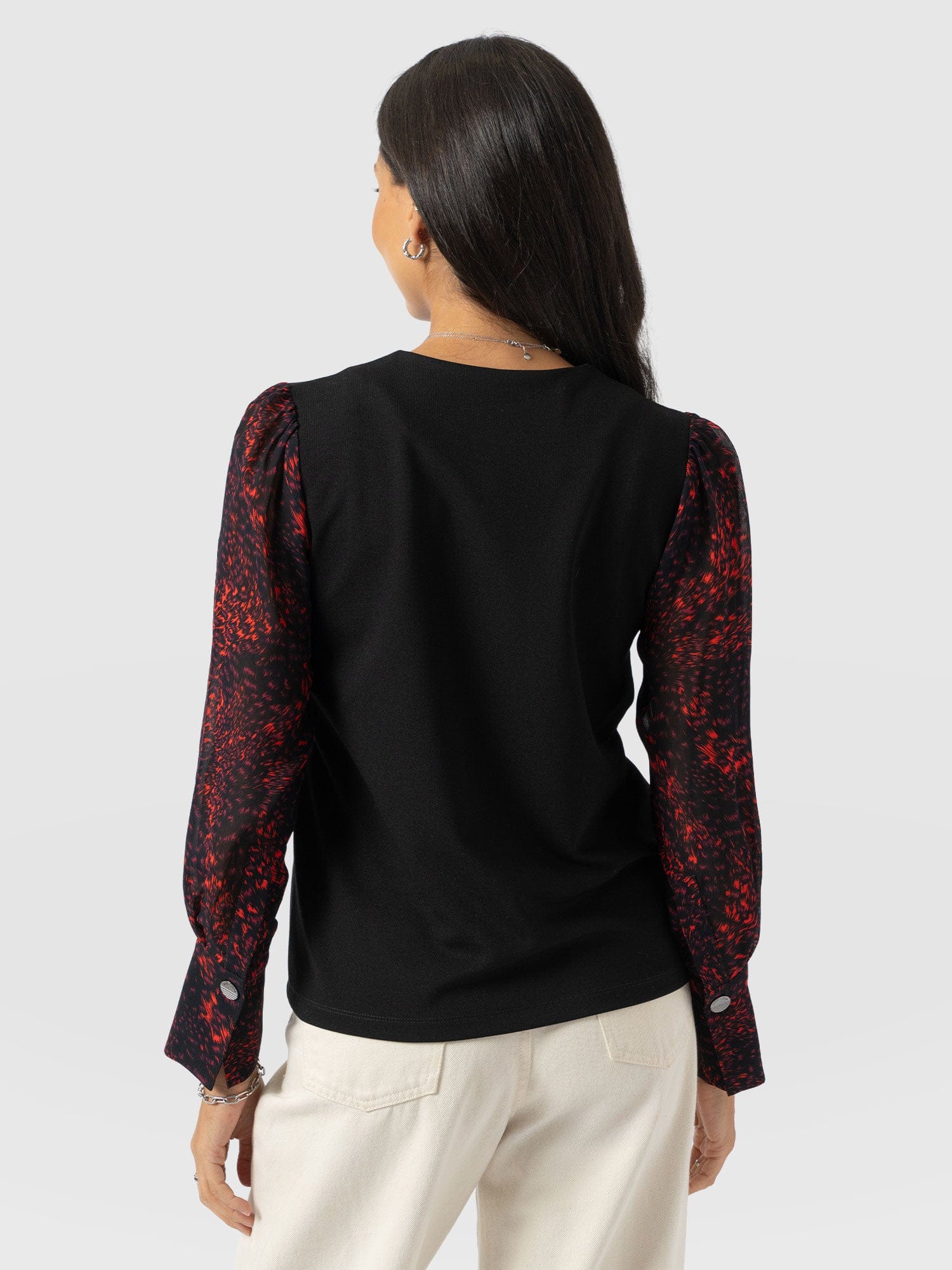 Ella Zip Up Top - Red Fade Spot