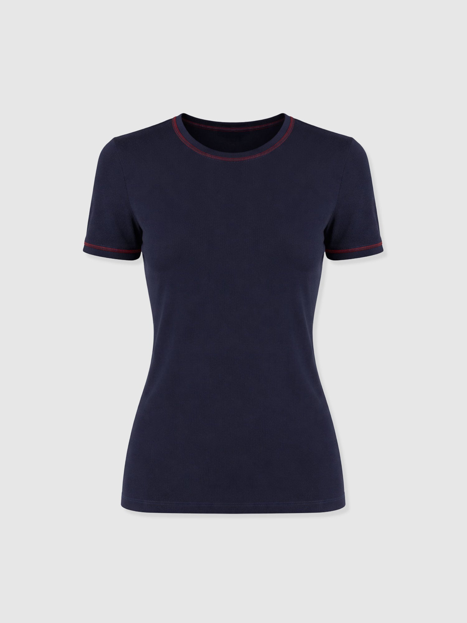 Ellen Piping Tee - Navy - Women's T-shirts | Saint + Sofia® UK
