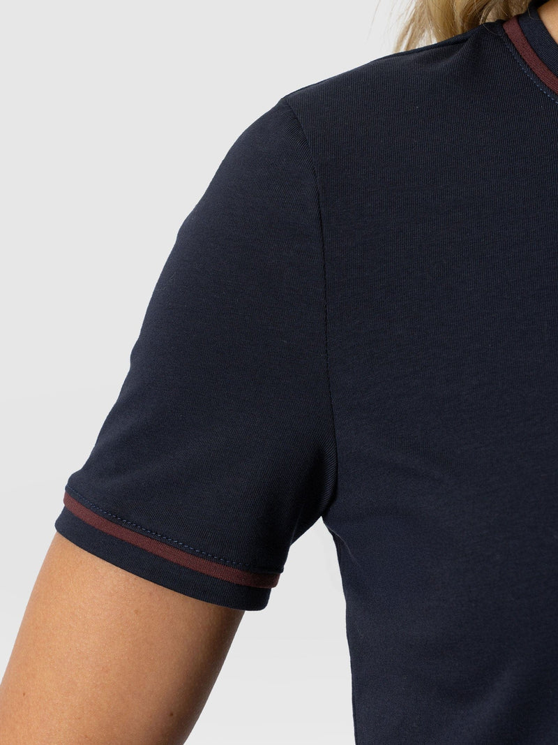 Ellen Piping Tee - Navy - Women's T-shirts | Saint + Sofia® UK