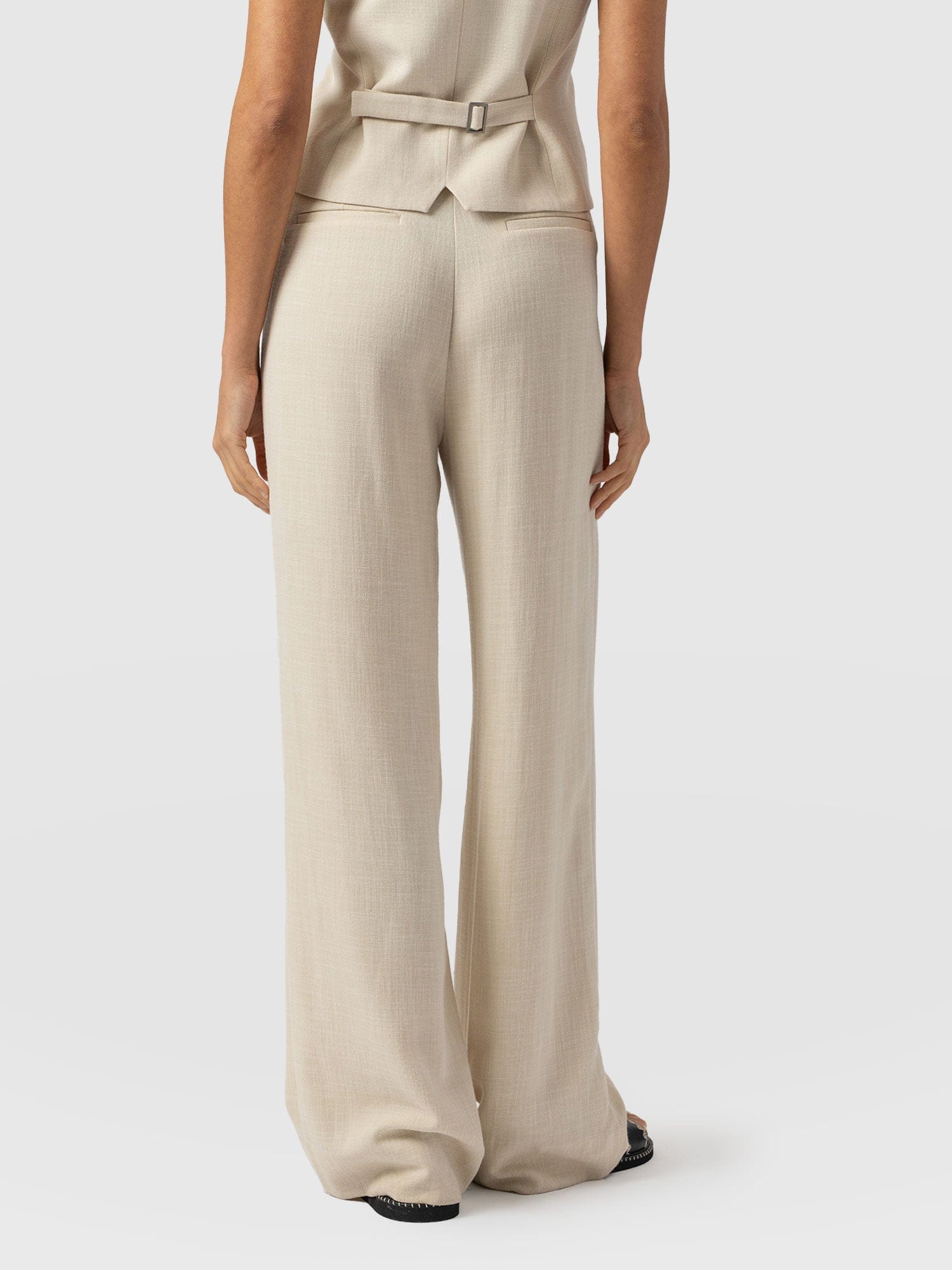 Argent Wide Leg Pant Cream - Women's Trousers | Saint + Sofia® UK