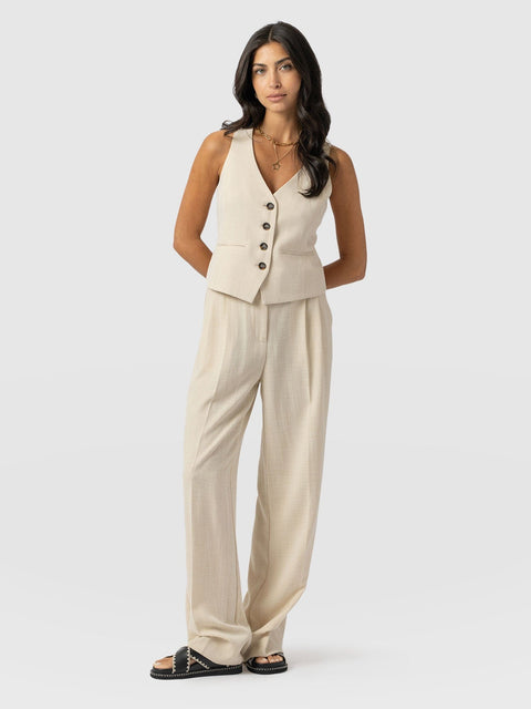 Argent Wide Leg Pant Cream - Women's Trousers | Saint + Sofia® UK