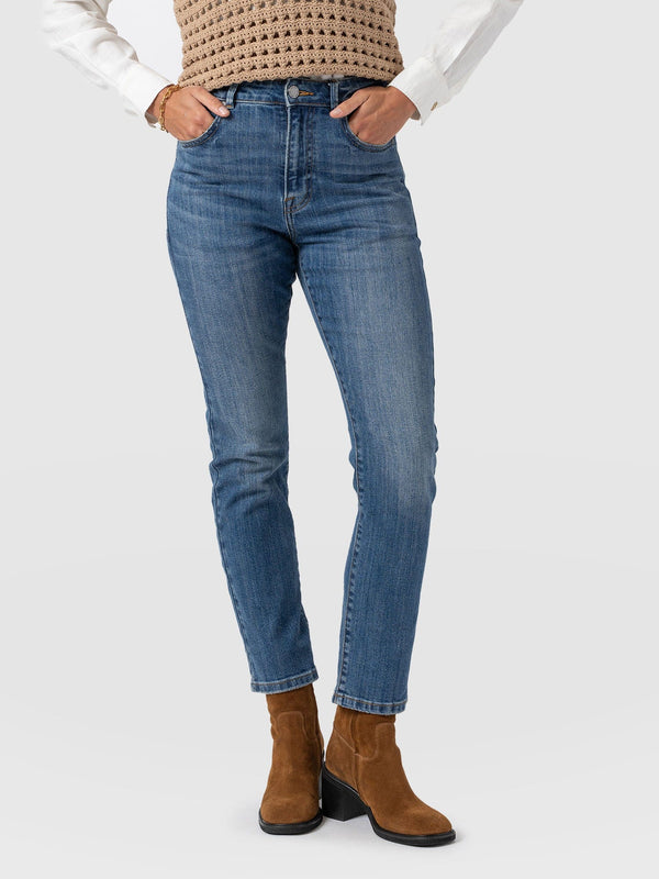 Emma Straight Leg Jean - Mid Blue
