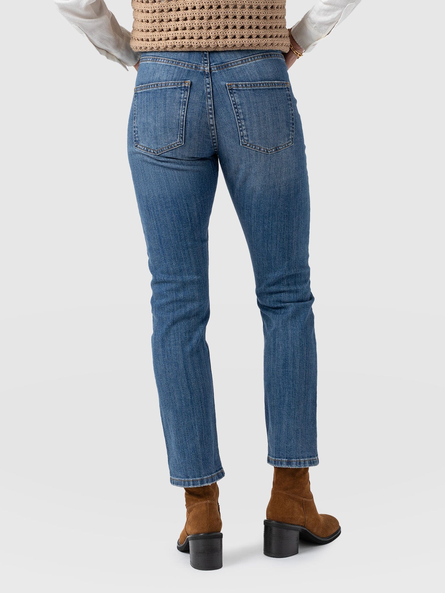 Emma Straight Leg Jean - Mid Blue