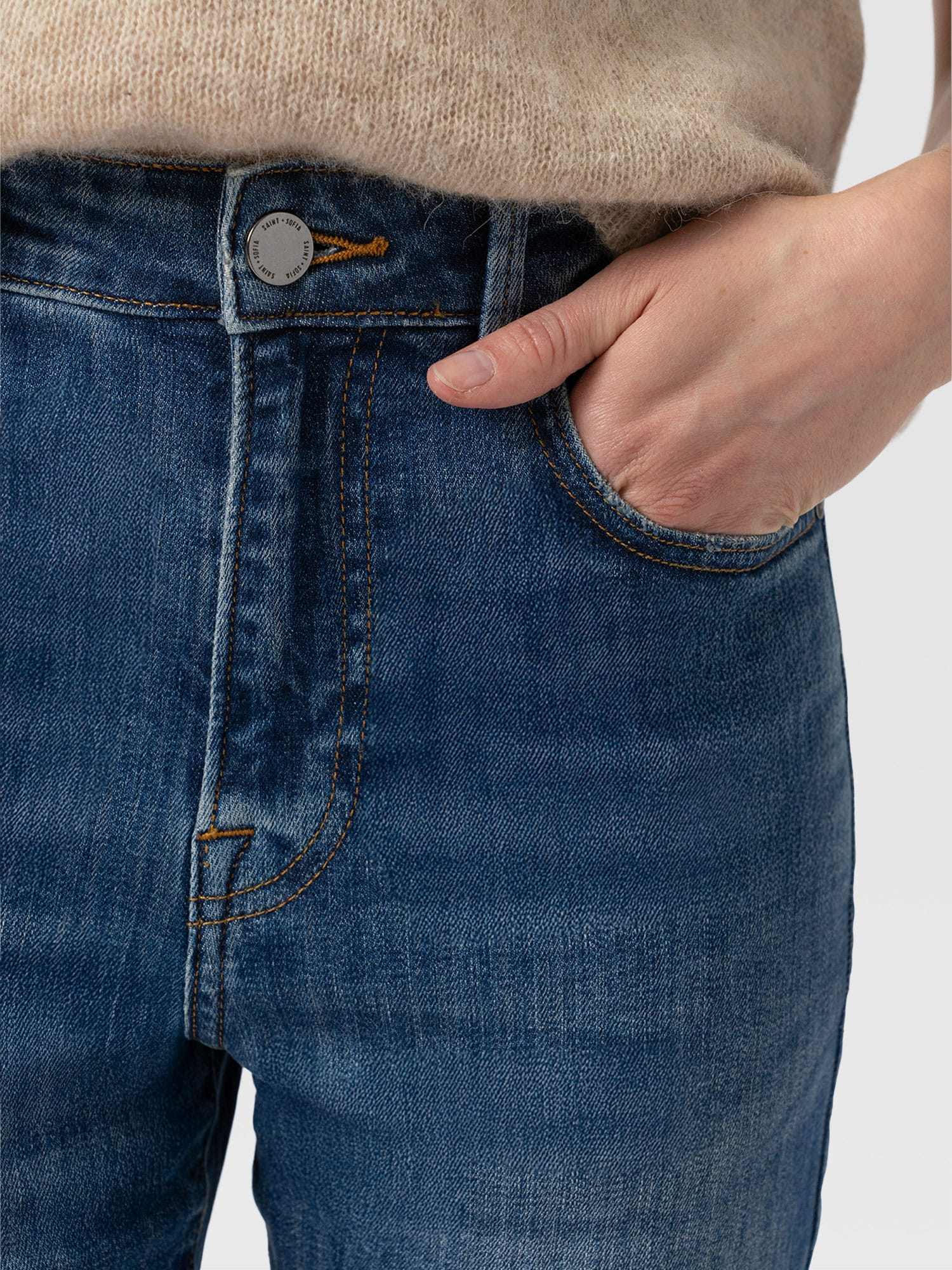 Emma Straight Leg Jean - Mid Blue