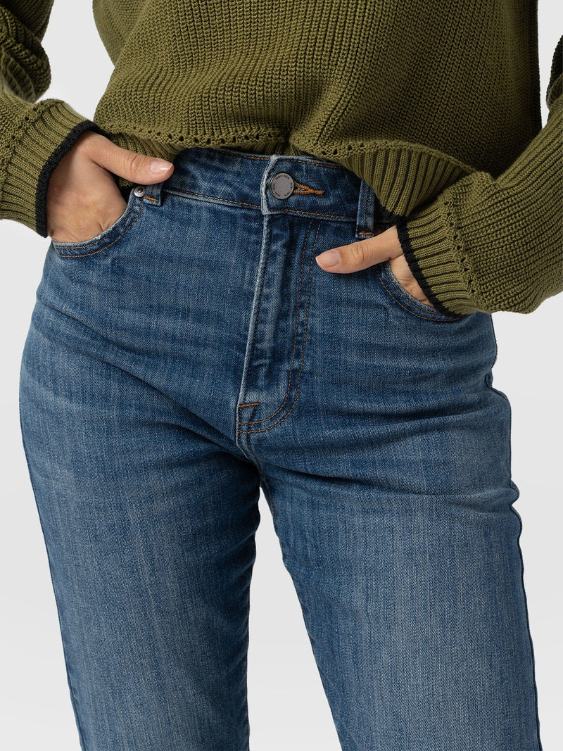 Emma Straight Leg Jean - Mid Blue