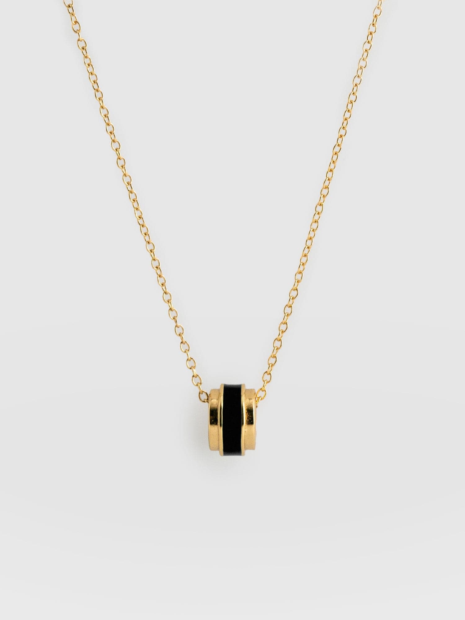 Enamel Stripe Charm Necklace - Gold/Black