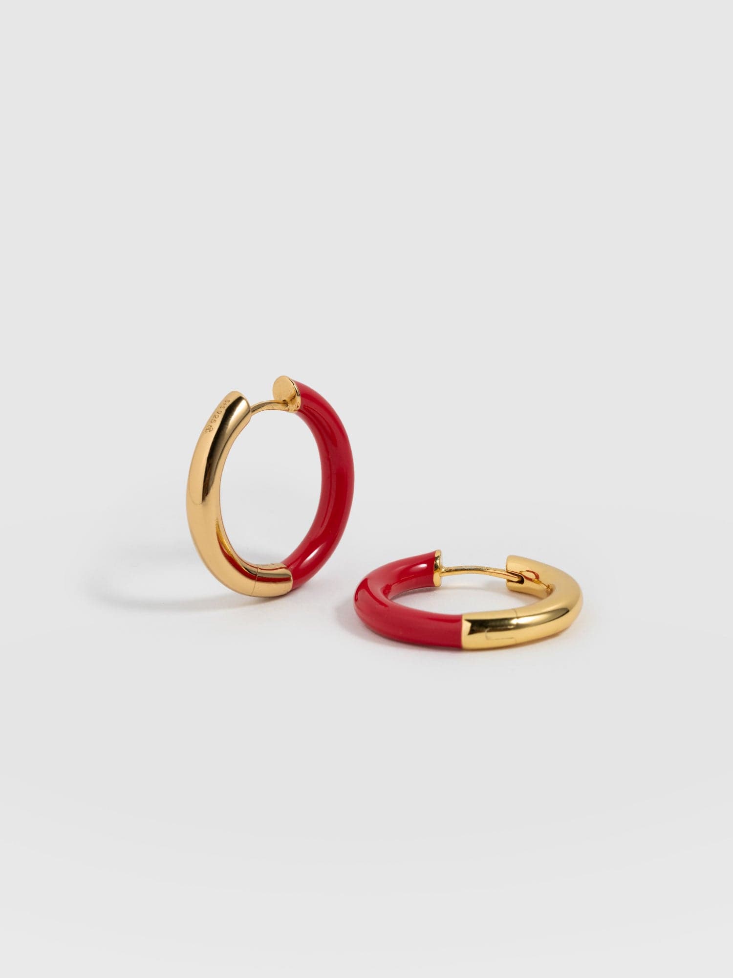 Red enamel hoop on sale earrings