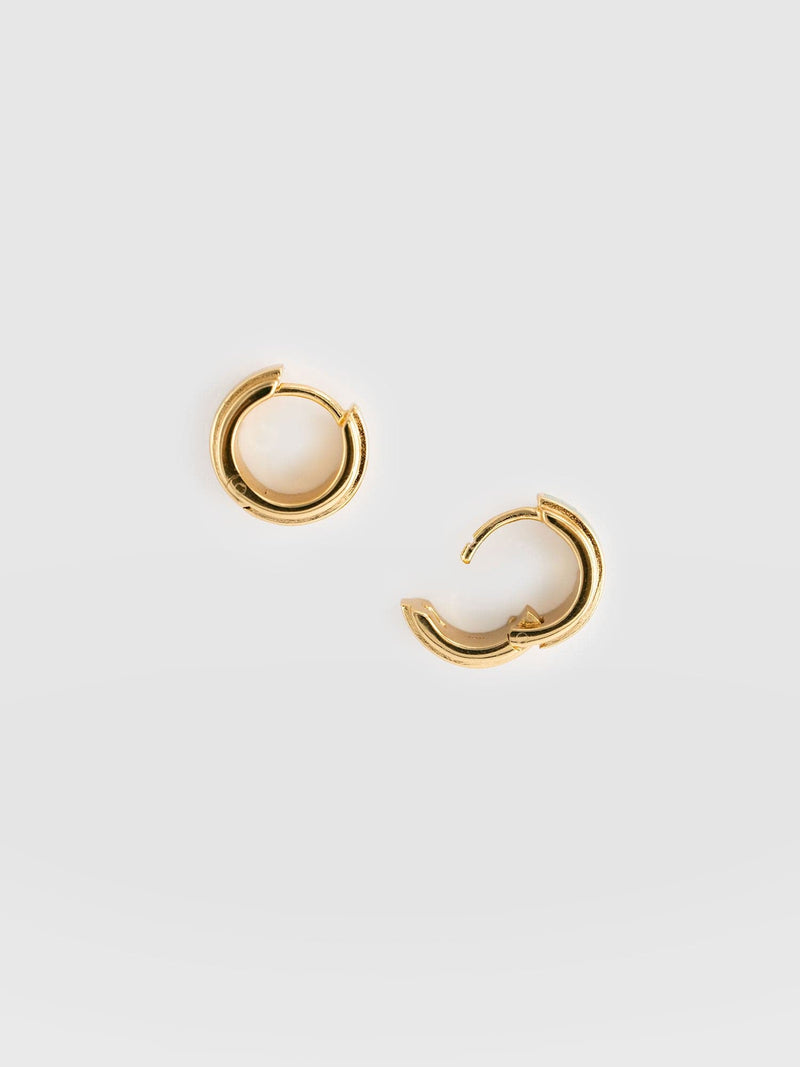 Enamel Stripe Huggie Earrings - Gold/Red