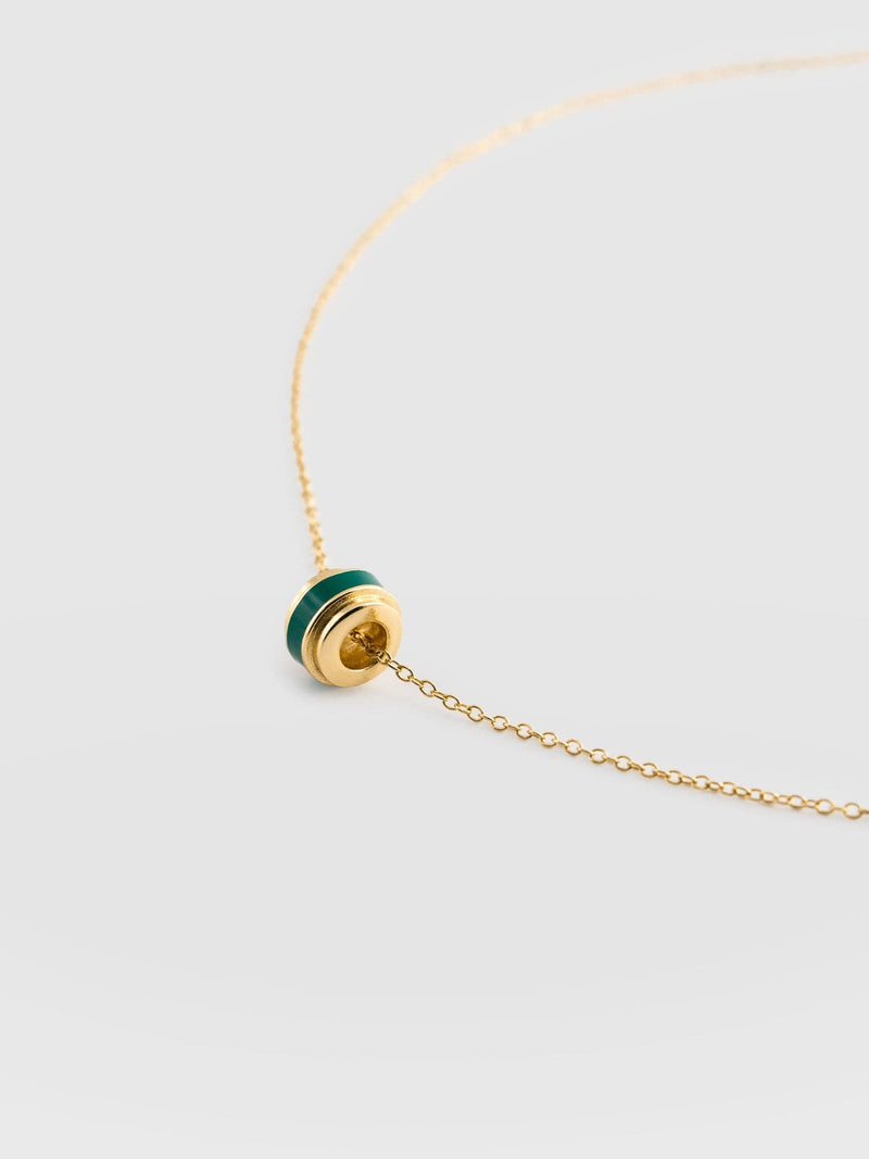 Enamel Stripe Charm Necklace - Gold