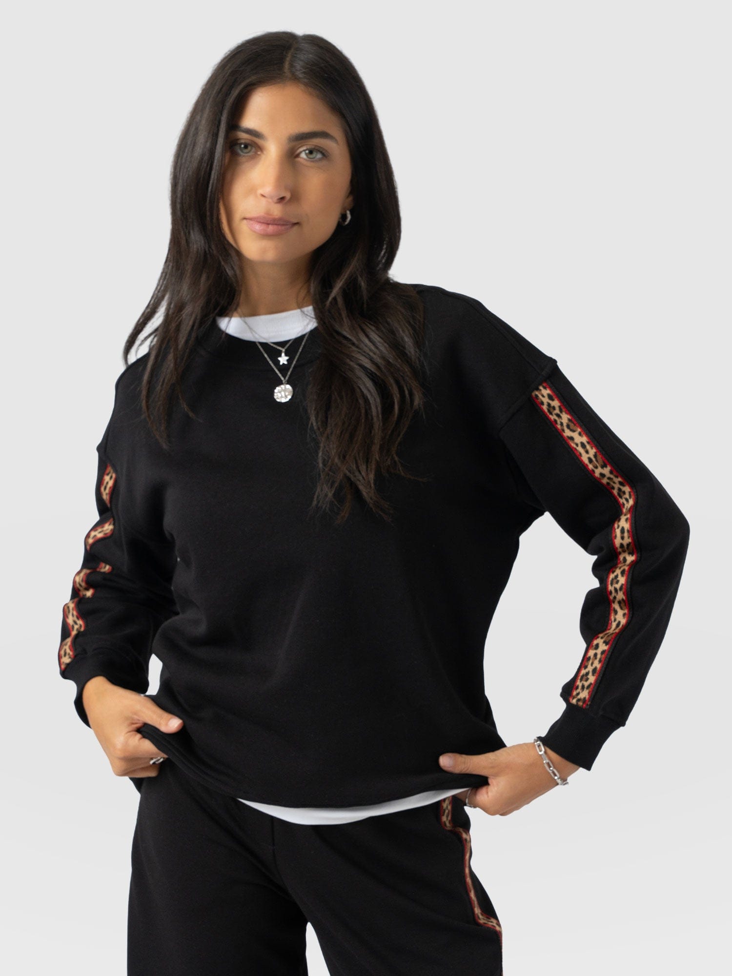 Victory Sweatshirt - Black - Leopard - Women's Jumpers | Saint + Sofia® UK