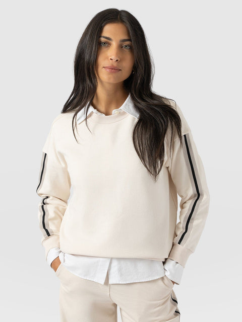 Ennis Sweatshirt - Cream - Black Stripe - Women's Jumpers | Saint and Sofia® UK