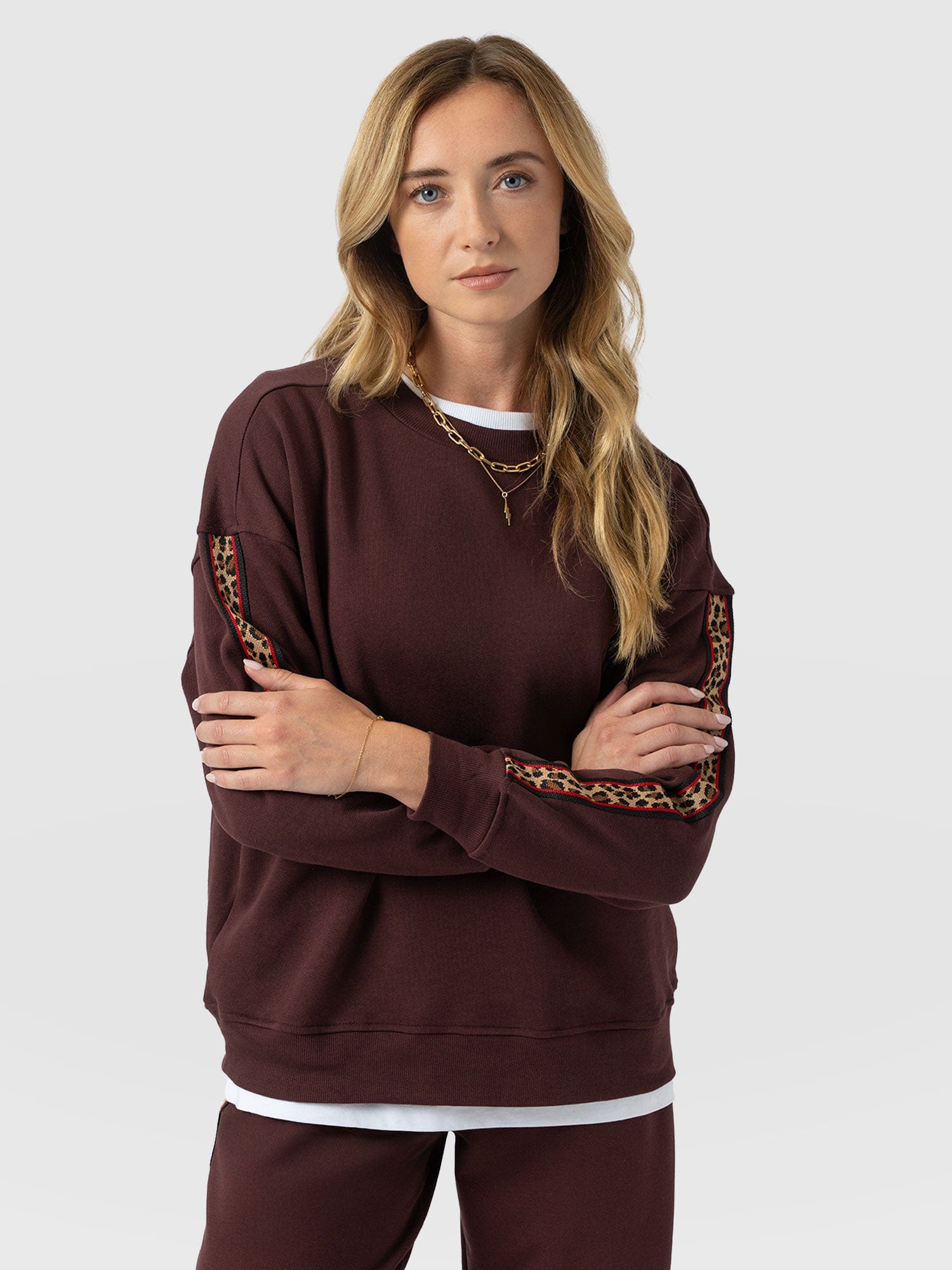 Ennis Sweatshirt - Maroon - Leopard - Women's Jumpers | Saint + Sofia® UK