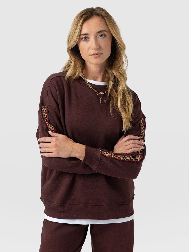 Ennis Sweatshirt - Maroon - Leopard