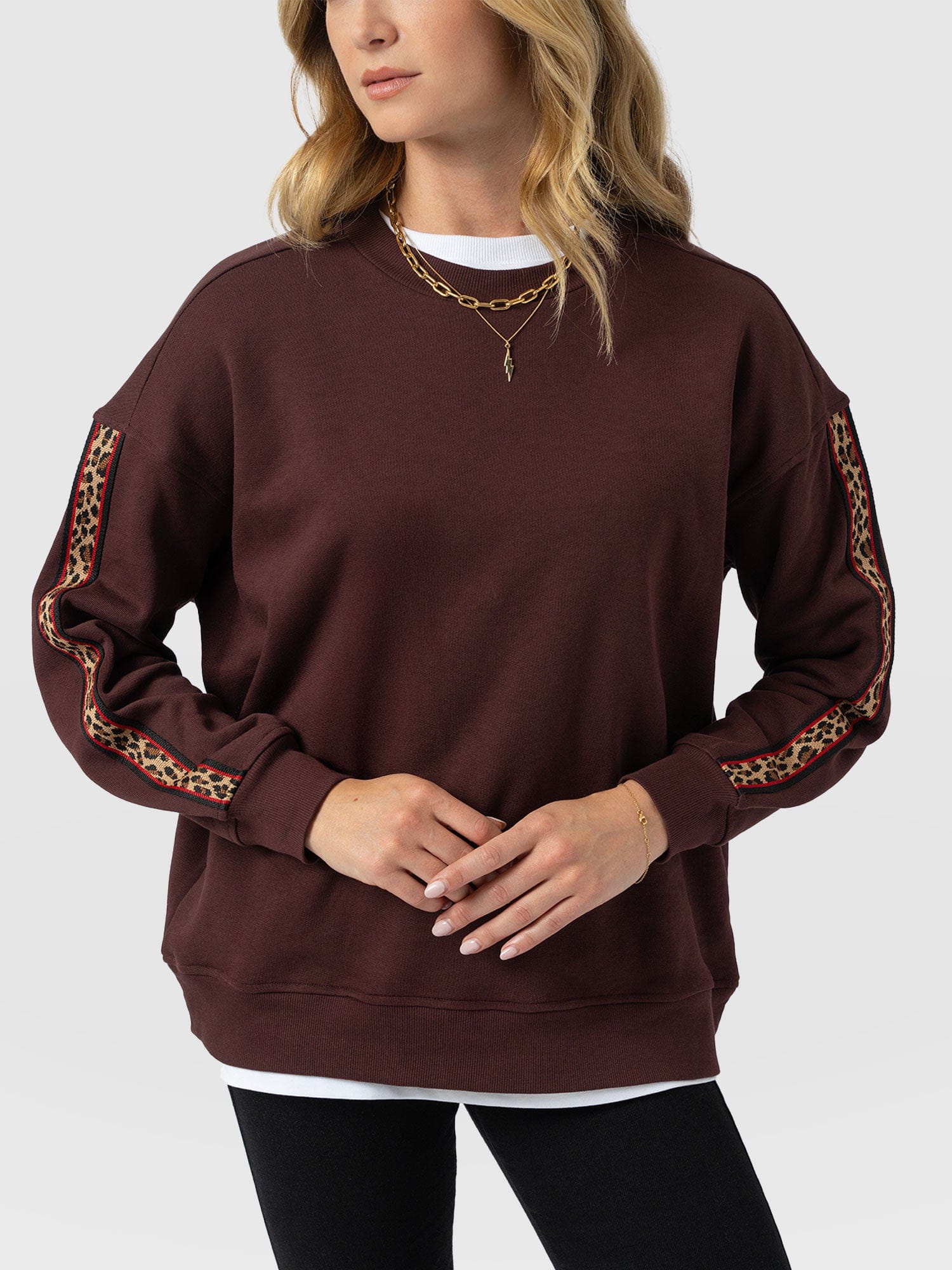 Ennis Sweatshirt - Maroon - Leopard - Women's Jumpers | Saint + Sofia® UK