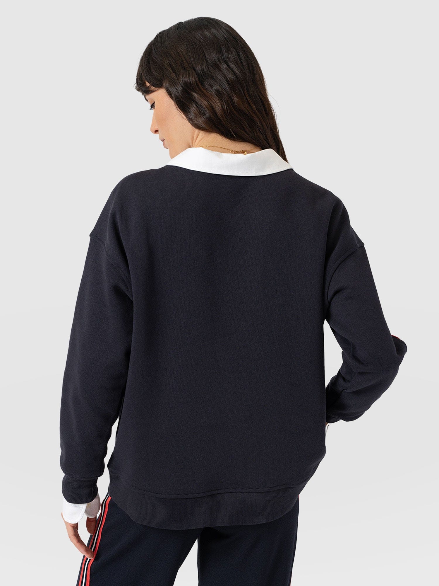 Hoxton Sweatshirt - Navy - Red Stripe - Women's Jumpers | Saint and Sofia® UK