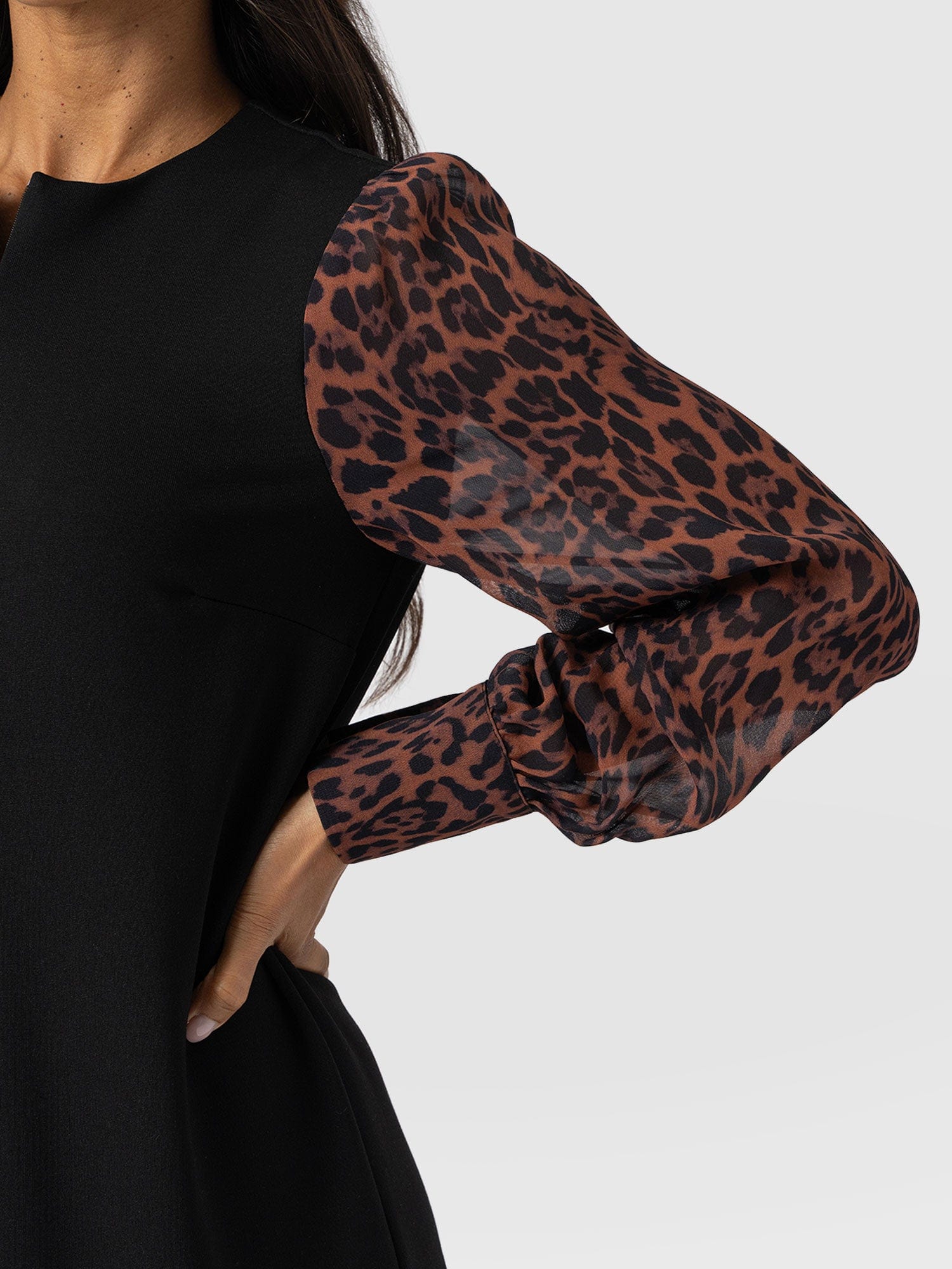 Esme Zip Up Dress Brown Leopard - Women's Dresses | Saint + Sofia® UK