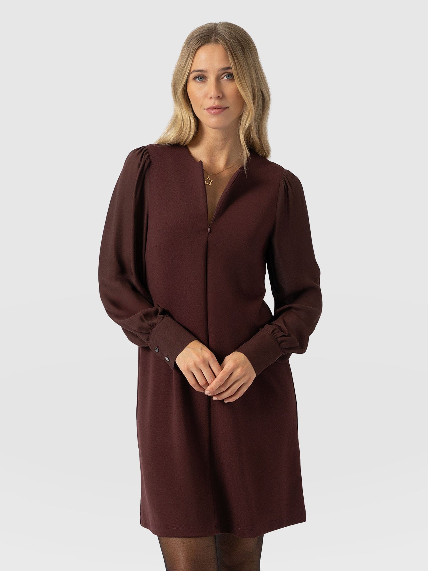 Esme Zip Up Dress - Maroon