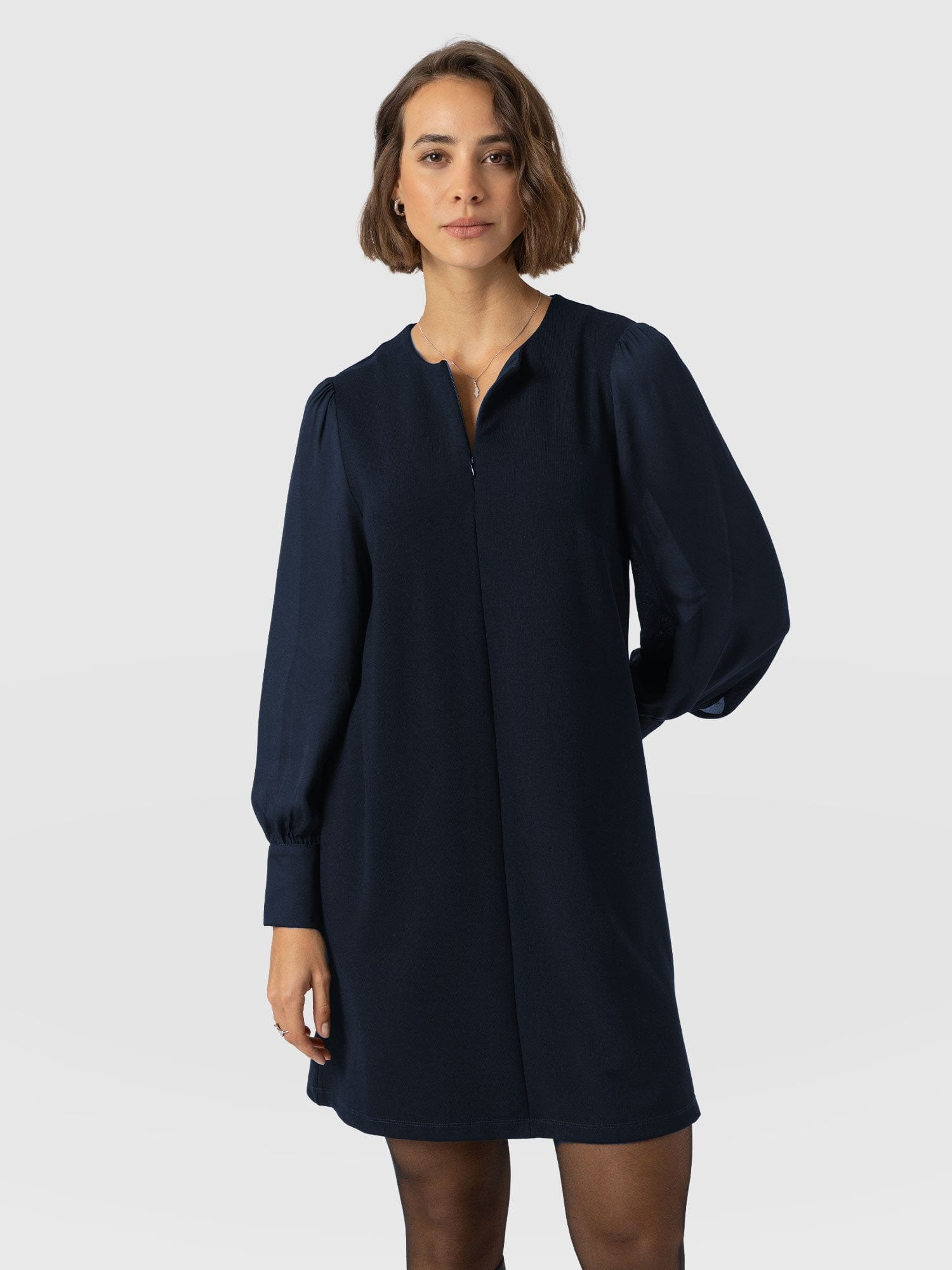 Esme Zip Up Dress - Navy