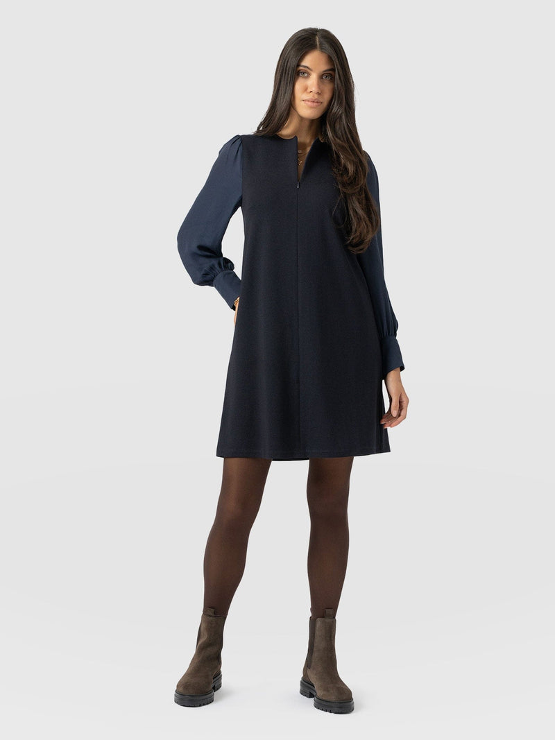 Esme Zip Up Dress - Navy