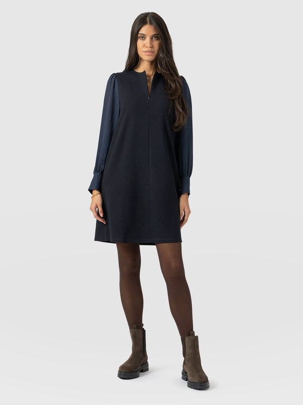 Esme Zip Up Dress - Navy