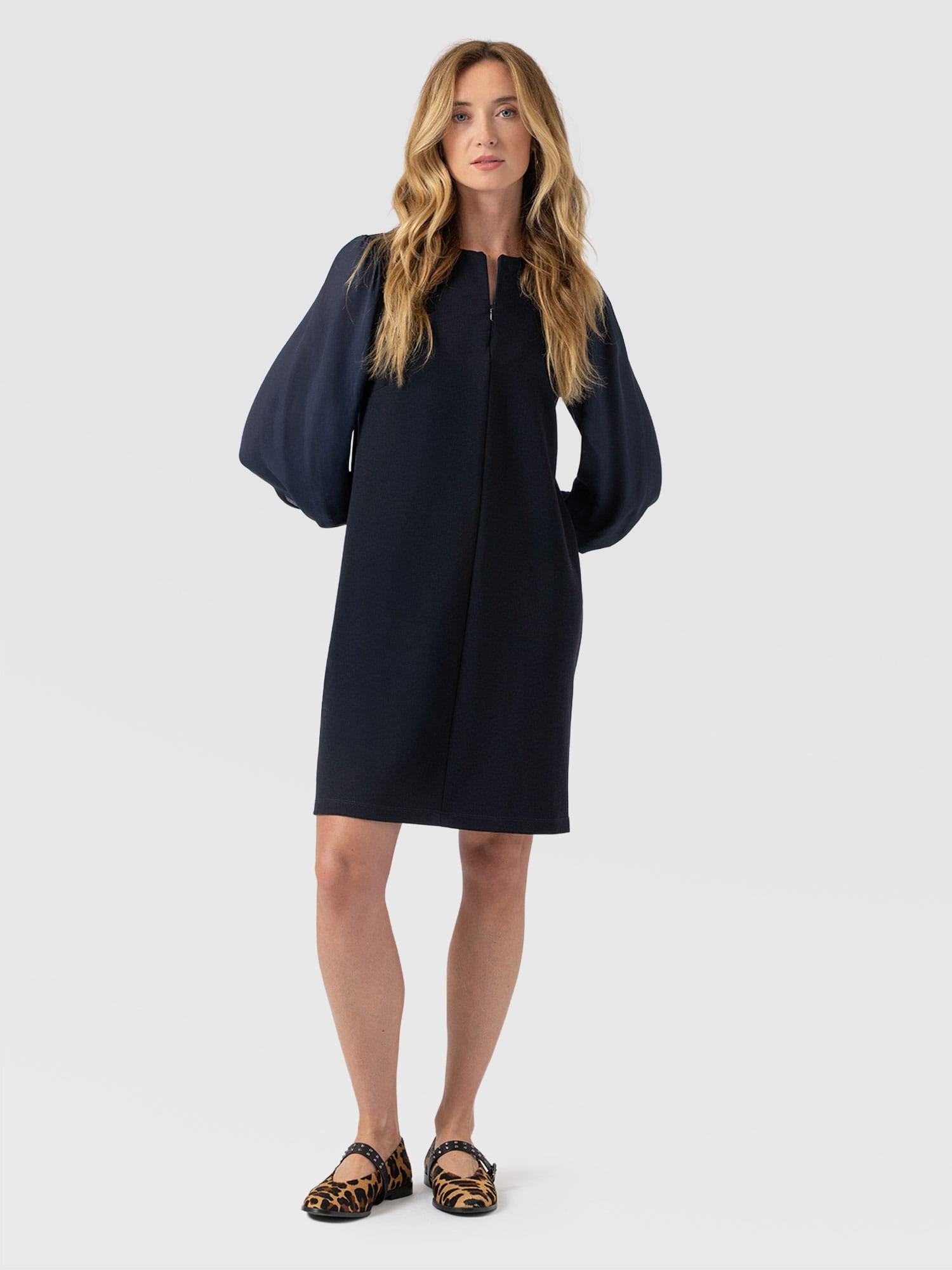 Esme Zip Up Dress - Navy