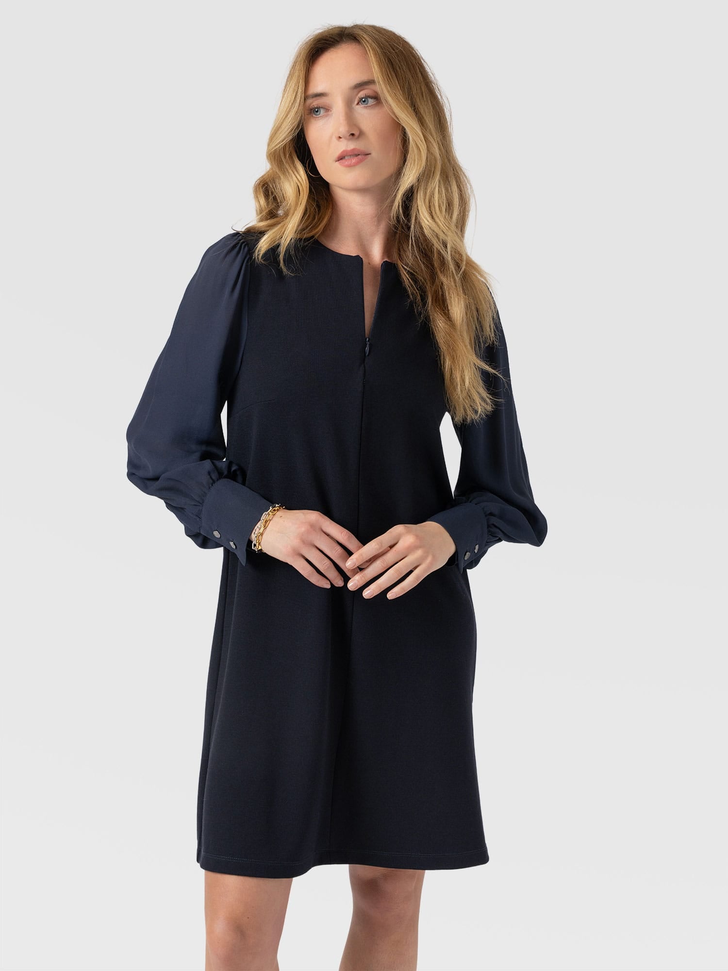 Esme Zip Up Dress - Navy