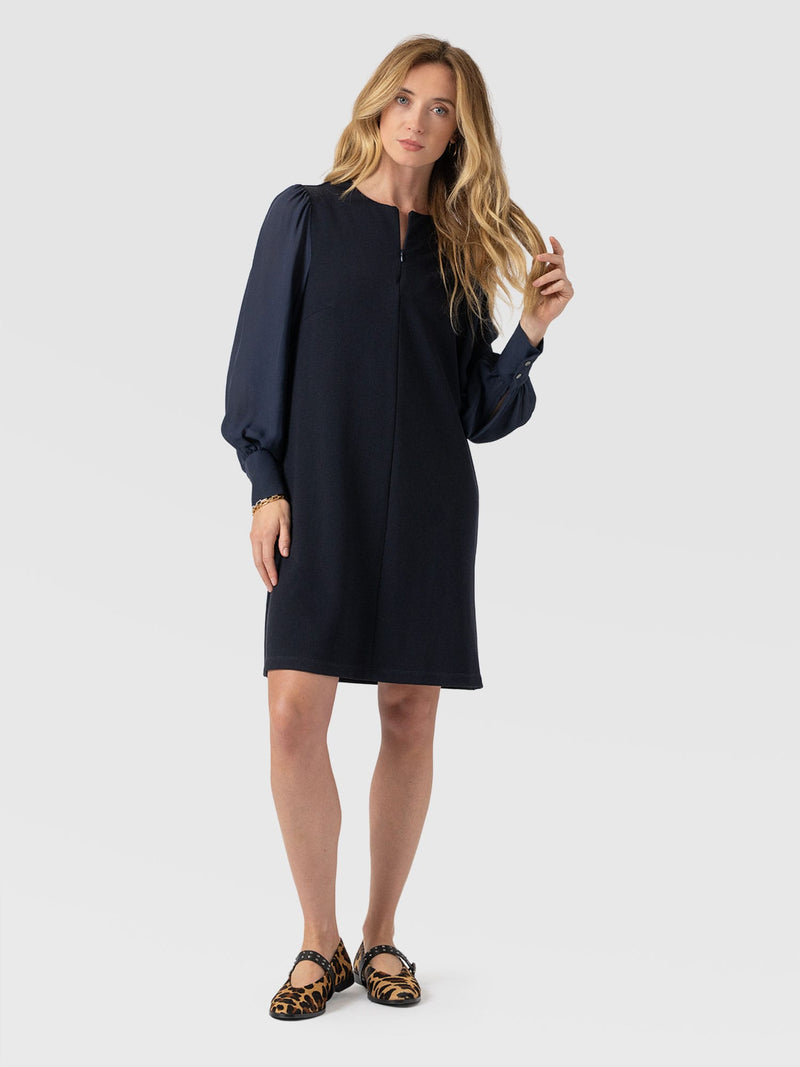 Esme Zip Up Dress - Navy