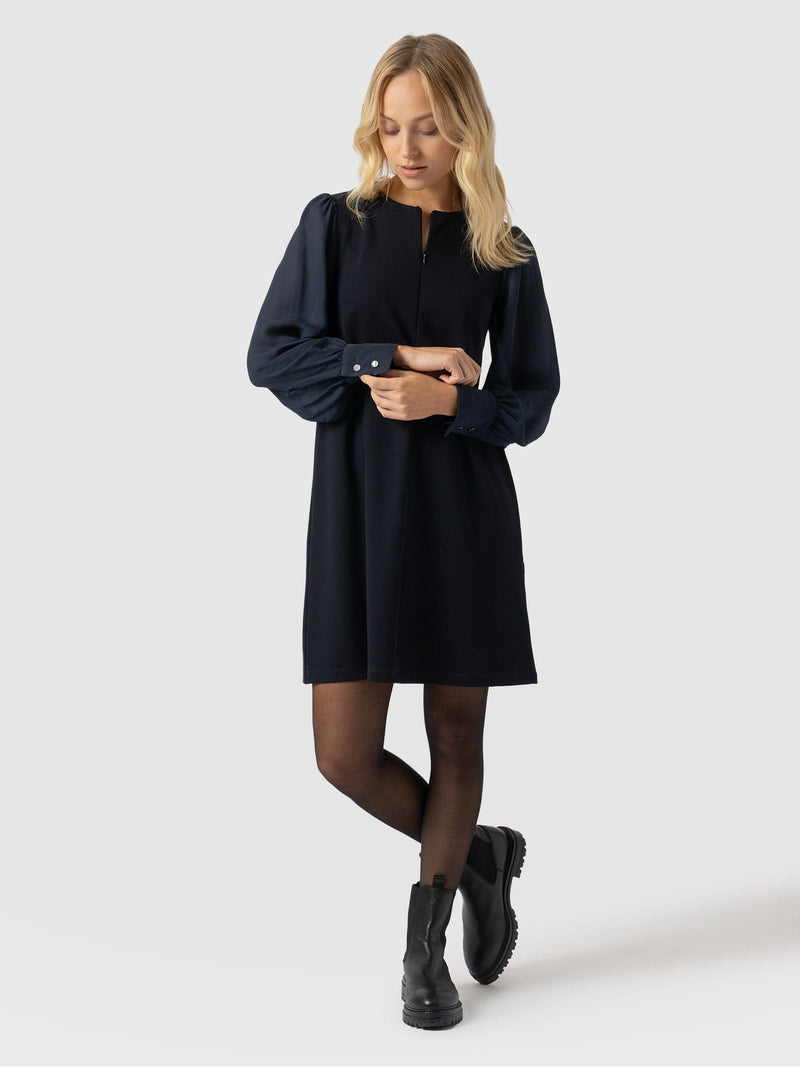 Esme Zip Up Dress - Navy