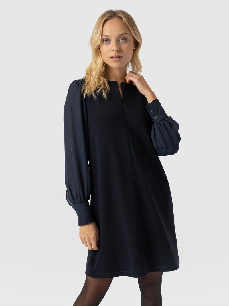 Esme Zip Up Dress - Navy