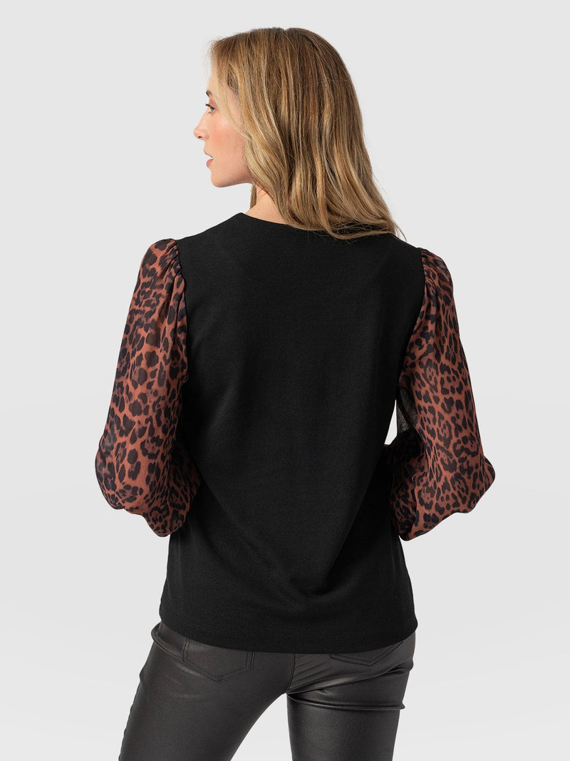 Esme Zip Up Top - Brown Leopard