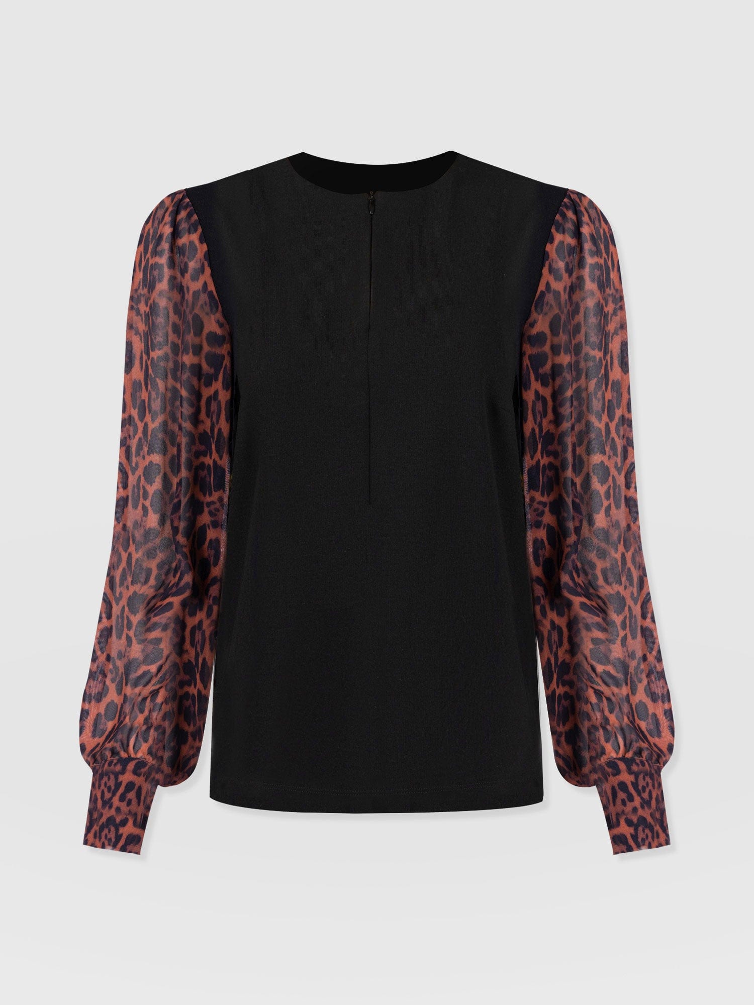 Esme Zip Up Top Brown Leopard - Women's Tops | Saint + Sofia® UK