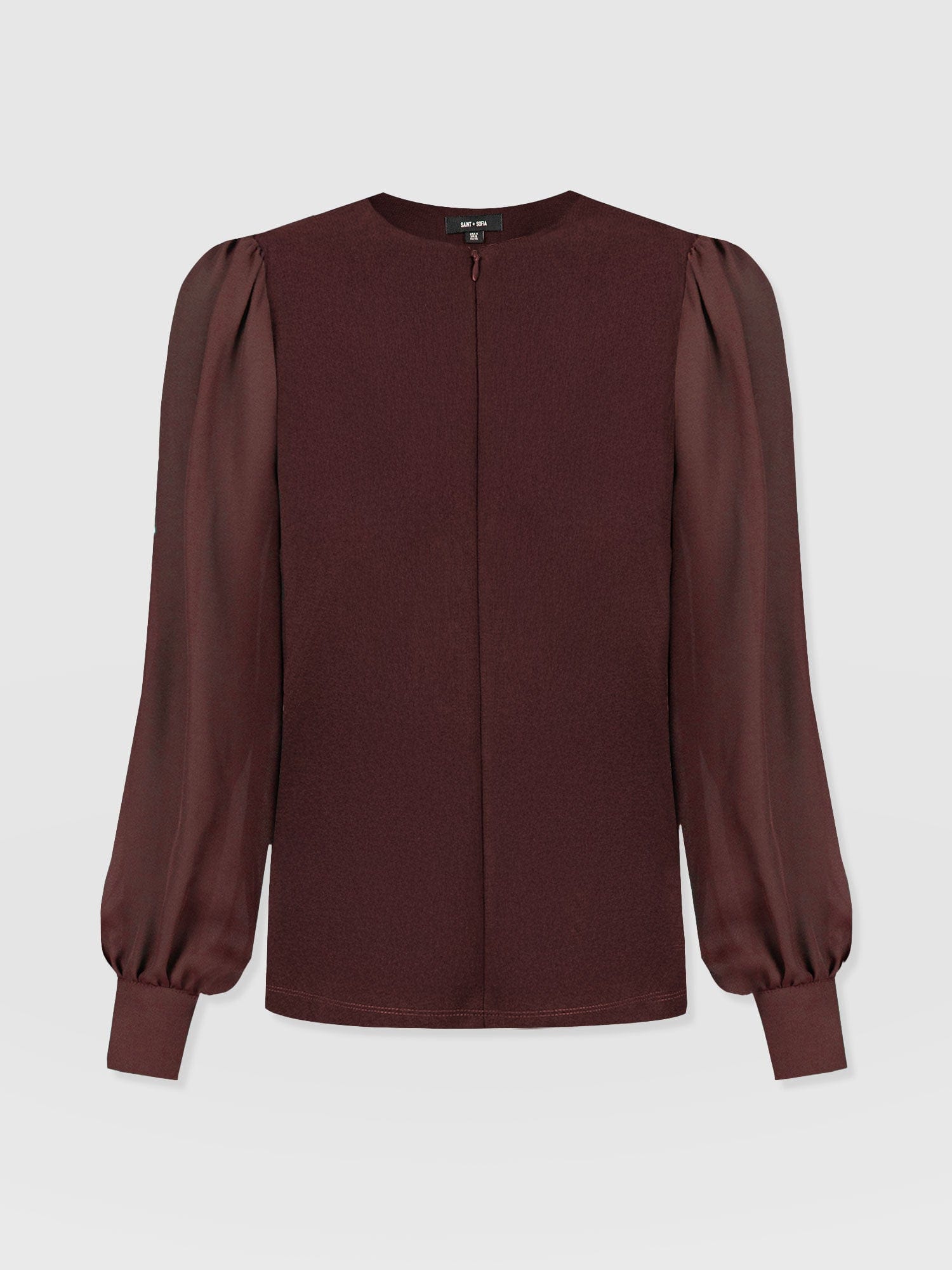 Esme Zip Up Top - Maroon - Women's T-shirts | Saint and Sofia® UK