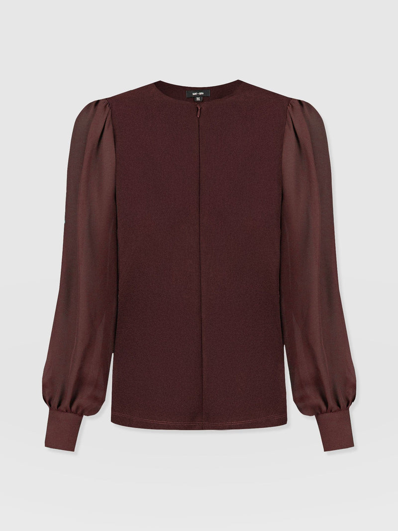 Esme Zip Up Top - Maroon