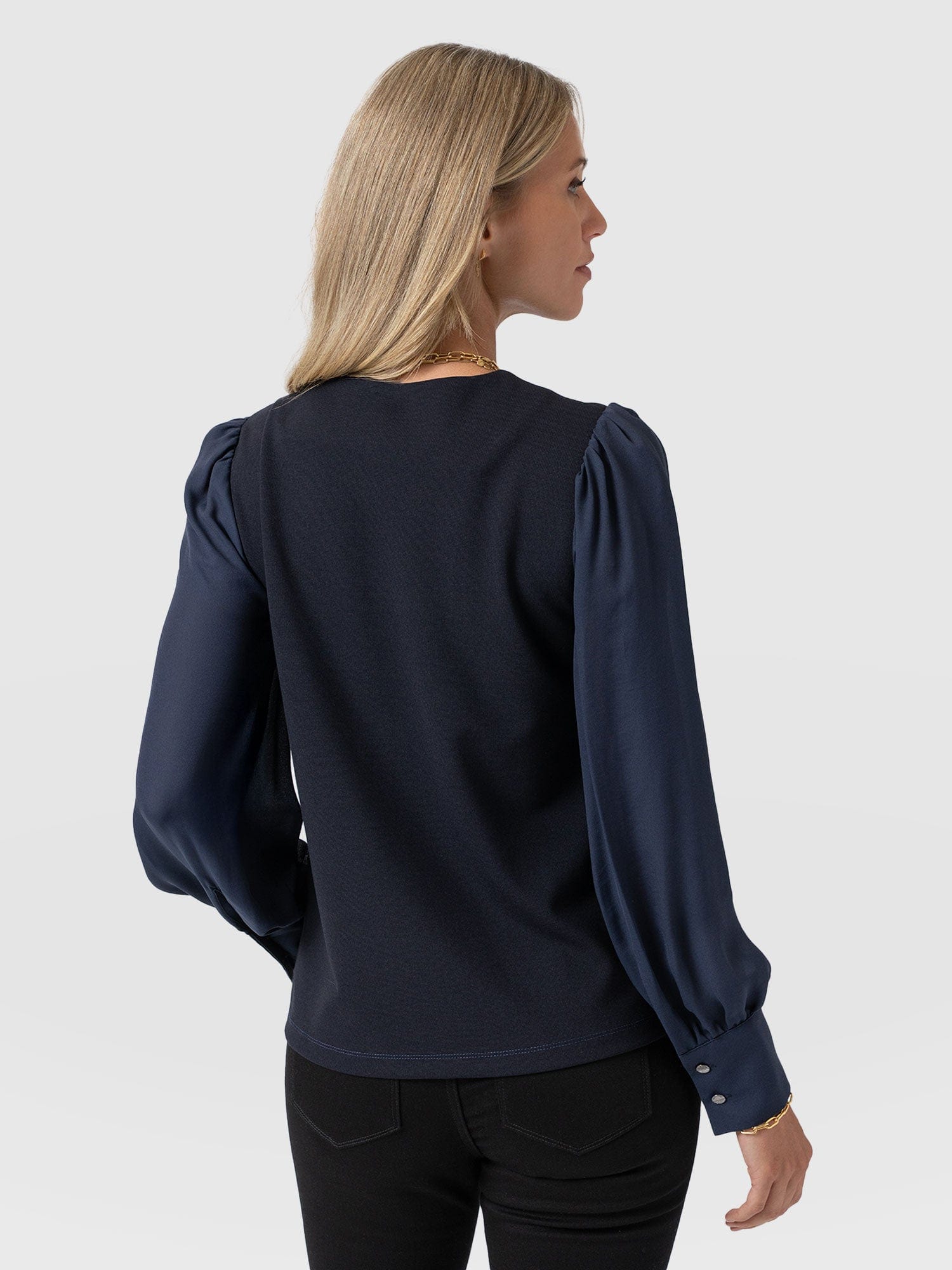 Esme Zip Up Top - Navy - Women's T-shirts | Saint + Sofia® UK