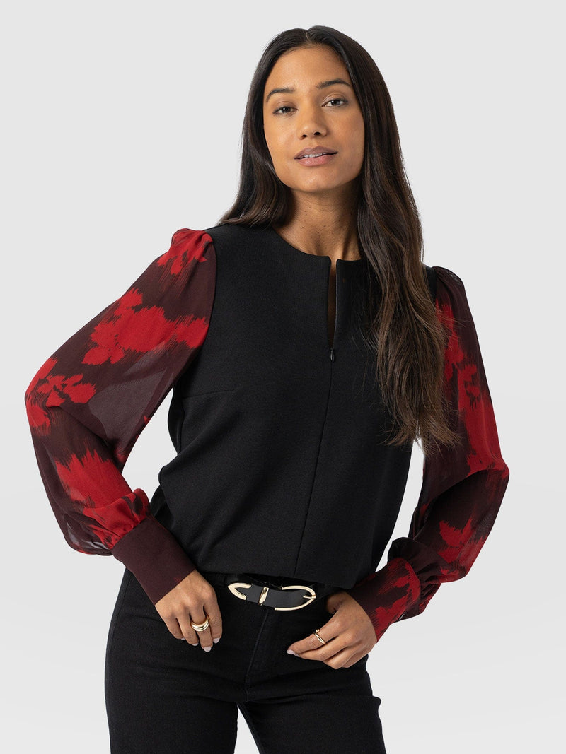 Esme Zip Up Top - Pink Fade Floral