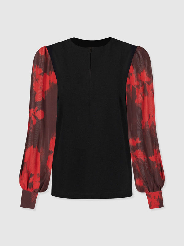 Esme Zip Up Top - Pink Fade Floral