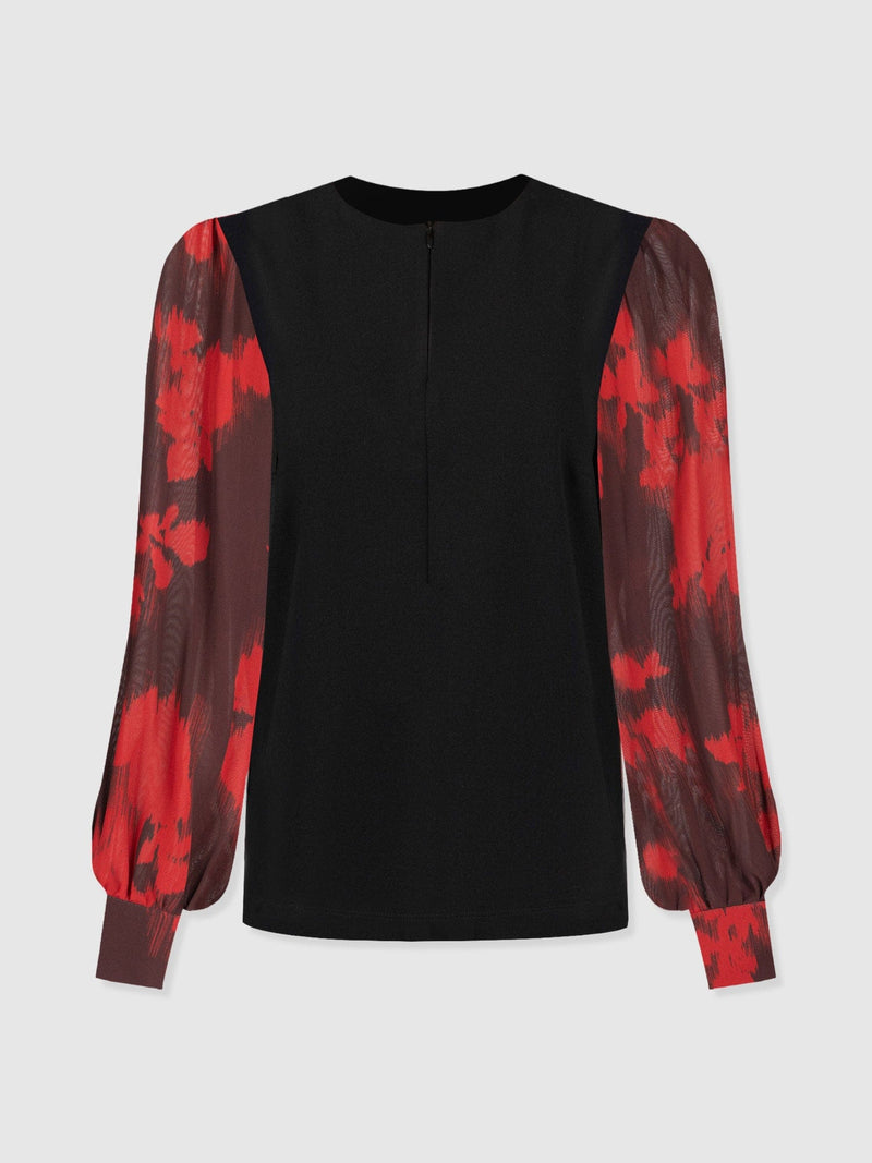 Esme Zip Up Top - Pink Fade Floral