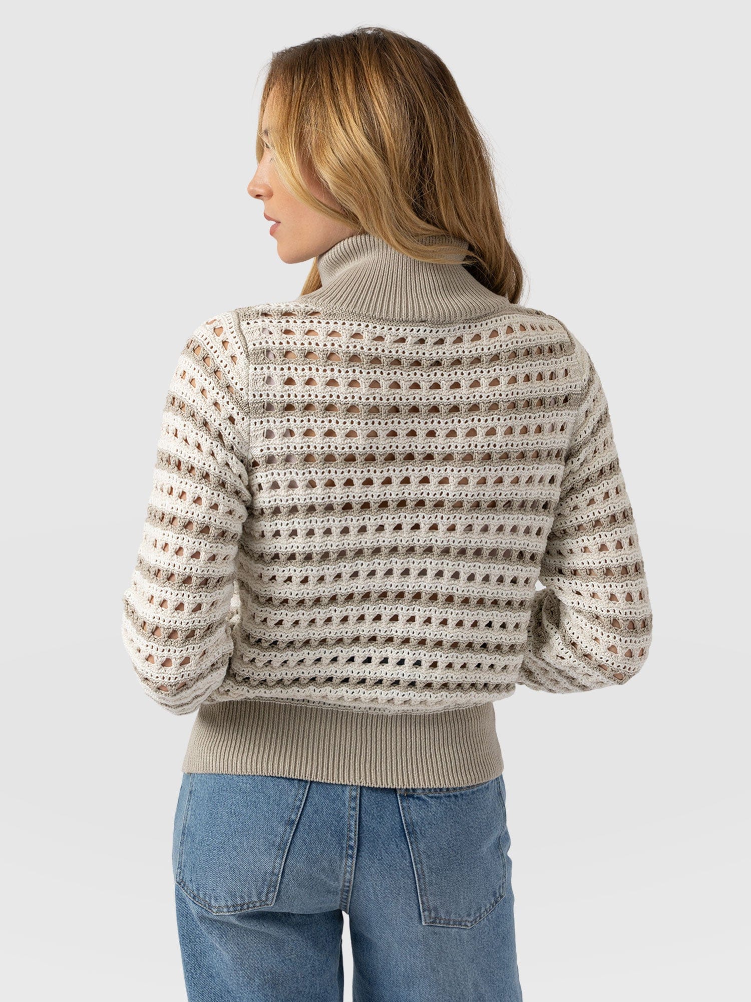 Ester Quarter Zip Knit - Beige - Women's Knitwear | Saint + Sofia® UK