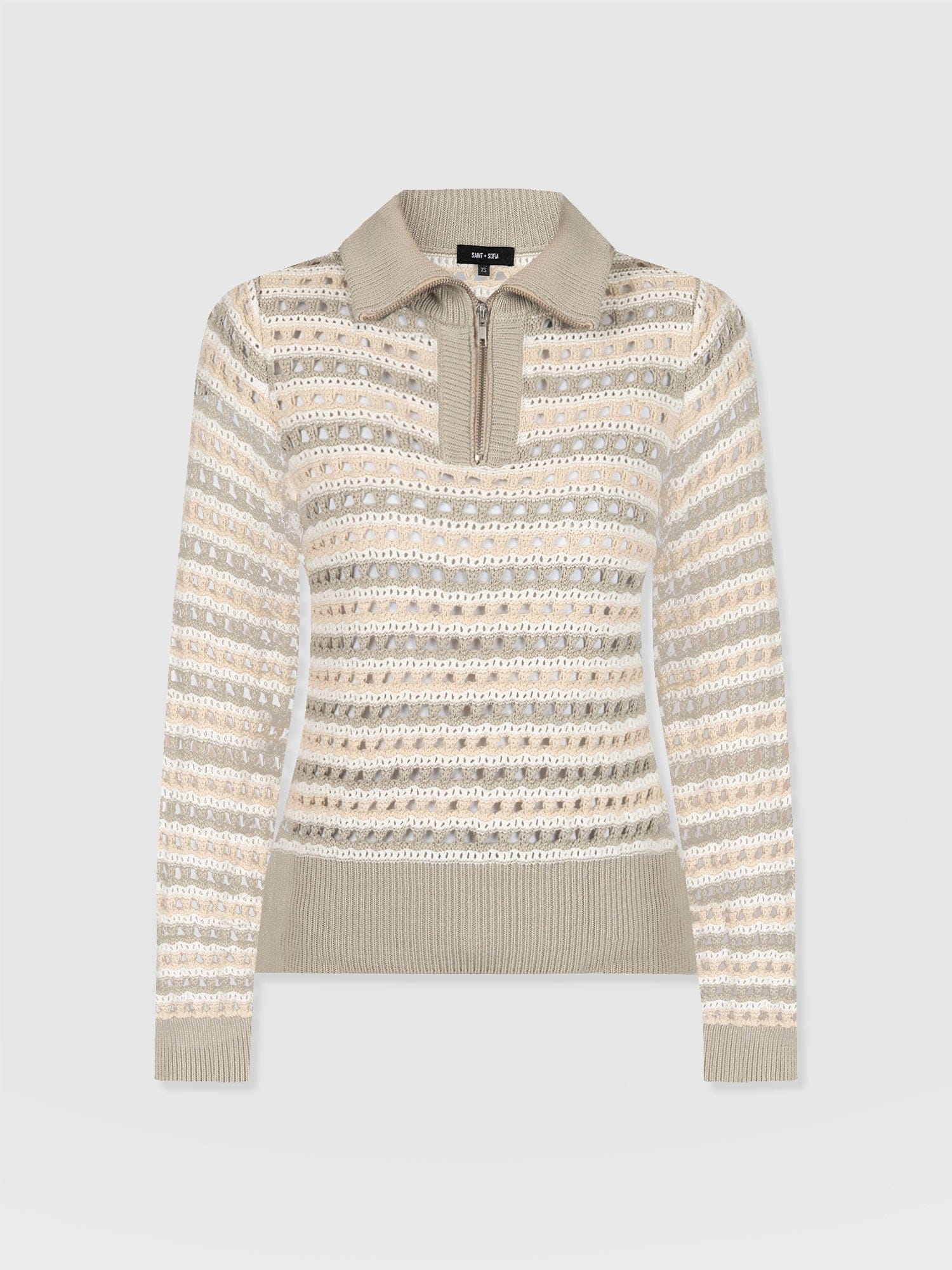 Ester Quarter Zip Knit - Beige - Women's Knitwear | Saint + Sofia® UK