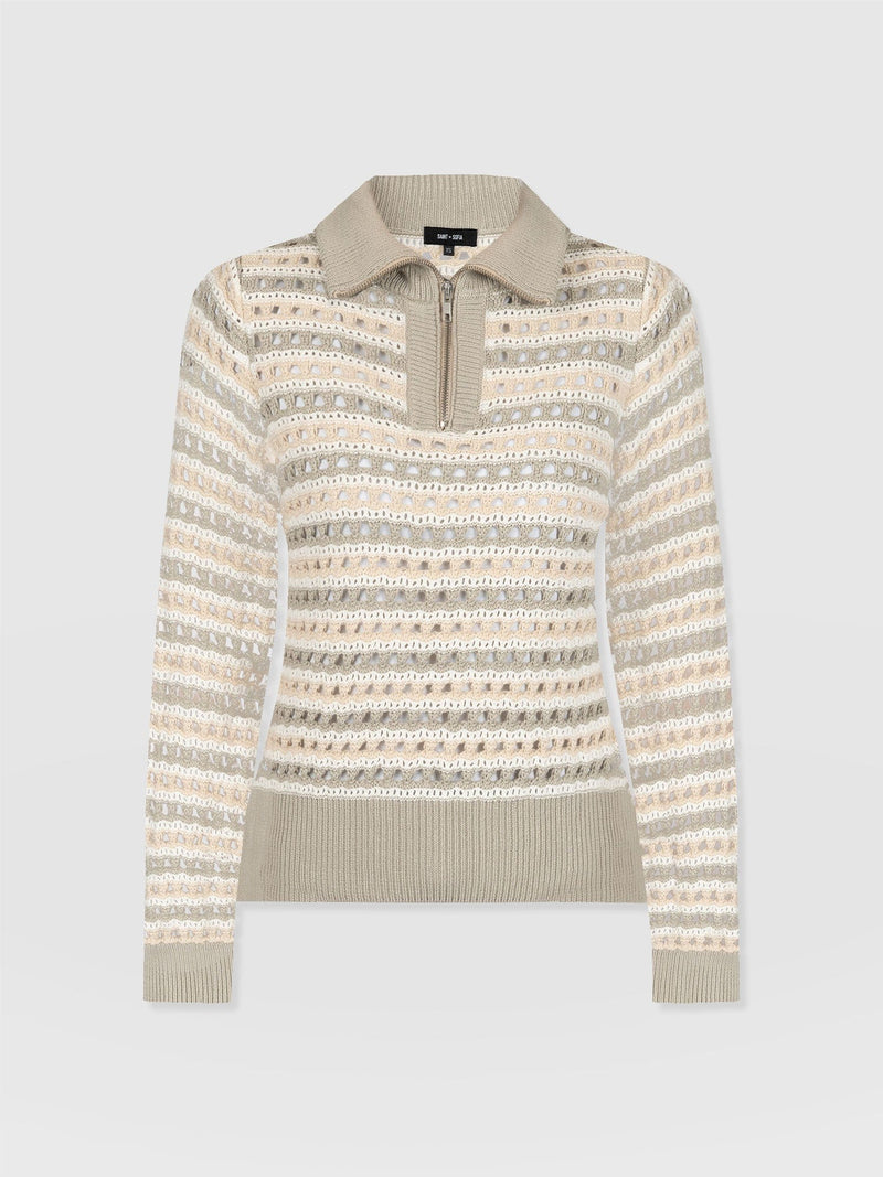 Ester Quarter Zip Knit - Beige