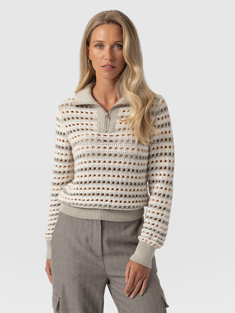 Ester Quarter Zip Knit - Beige