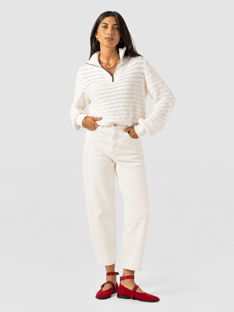 Ester Quarter Zip Knit - Cream