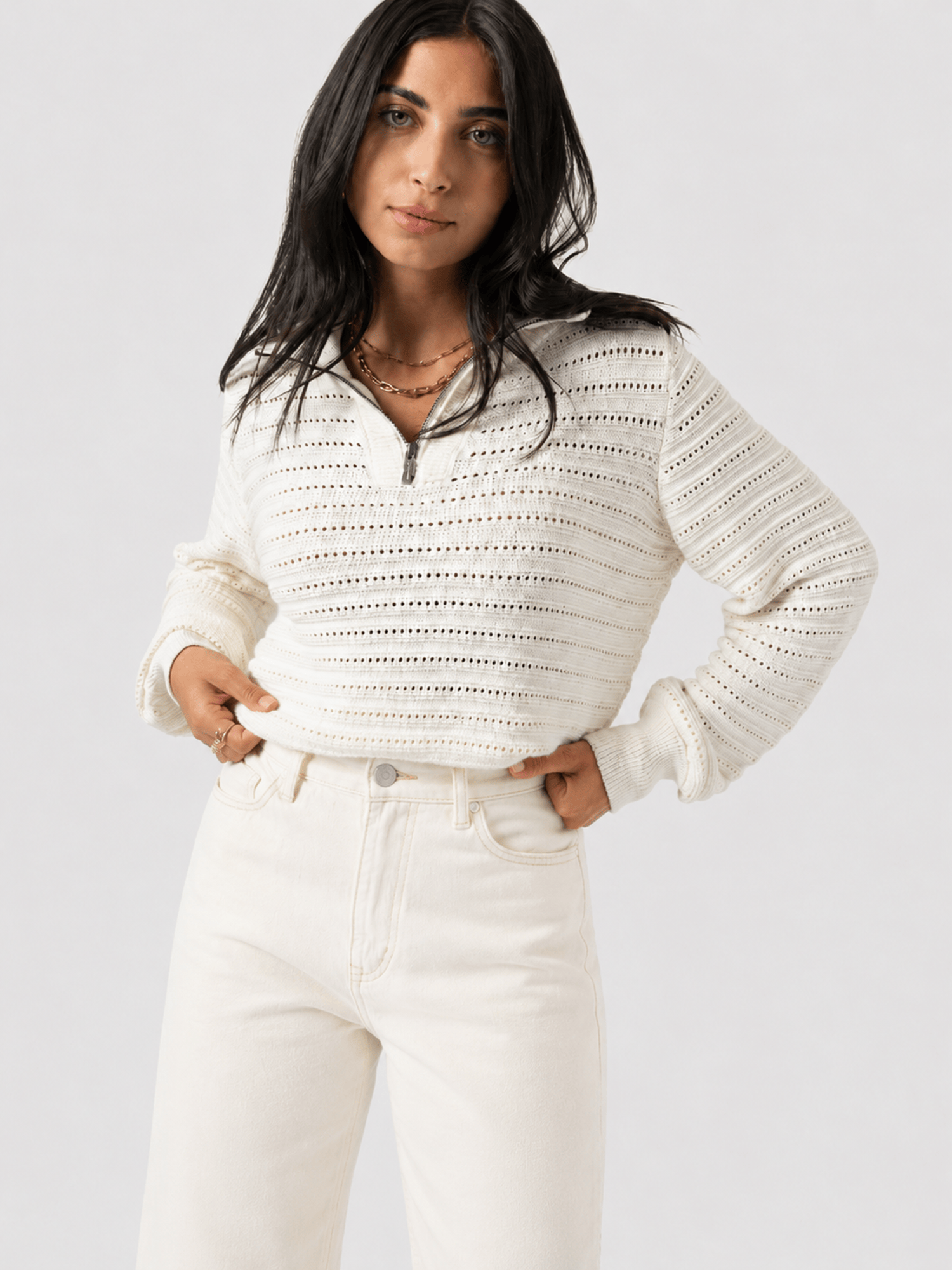 Ester Quarter Zip Knit - Cream