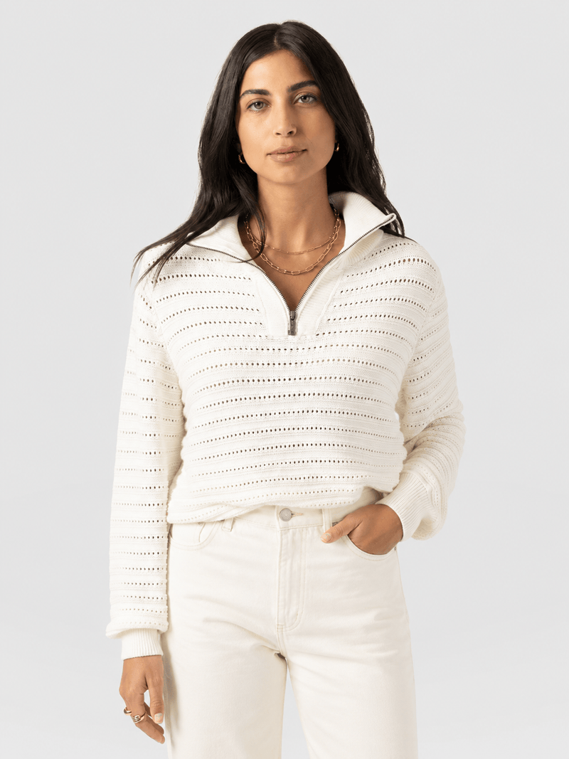 Ester Quarter Zip Knit - Cream