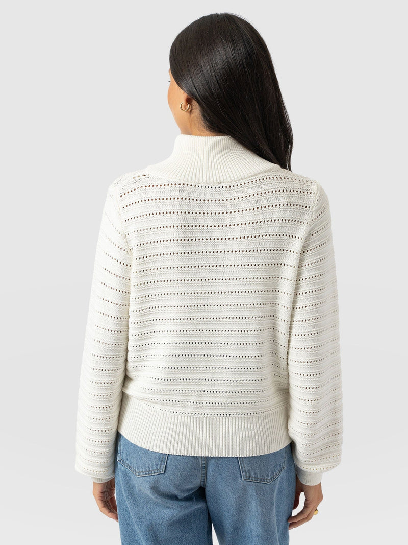 Ester Quarter Zip Knit - Cream - Women's Jumpers | Saint + Sofia® UK