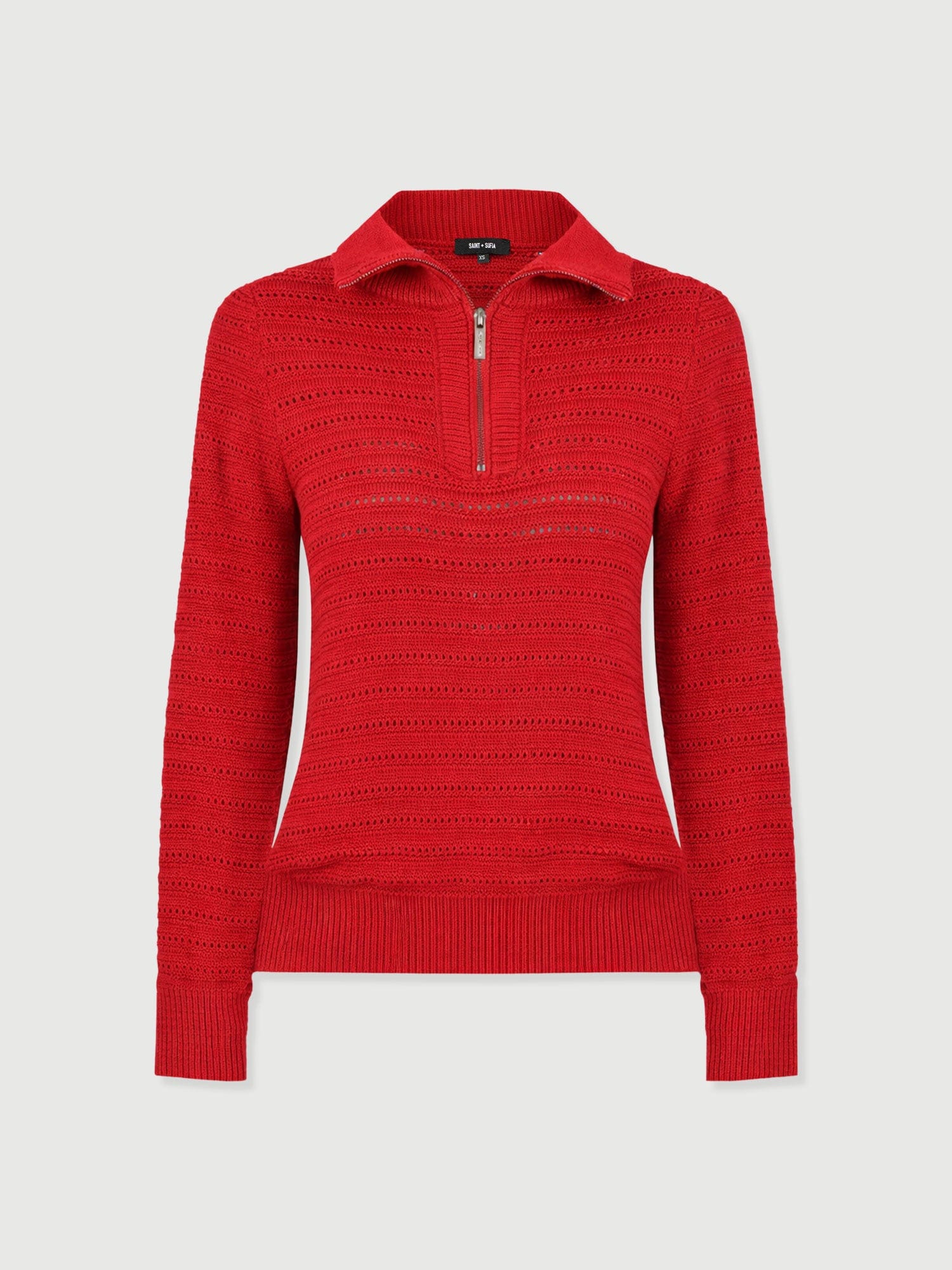 Ester Quarter Zip Knit - Red - Women's Jumpers | Saint + Sofia® UK